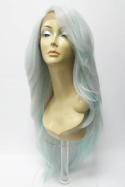 Heat friendly synthetic long lace front wig color angel breath