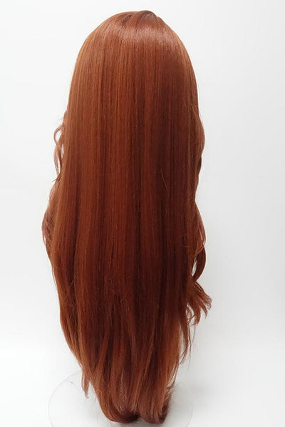 Heat friendly synthetic long lace front wig color bright auburn