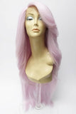 Heat friendly synthetic long lace front wig color lilac