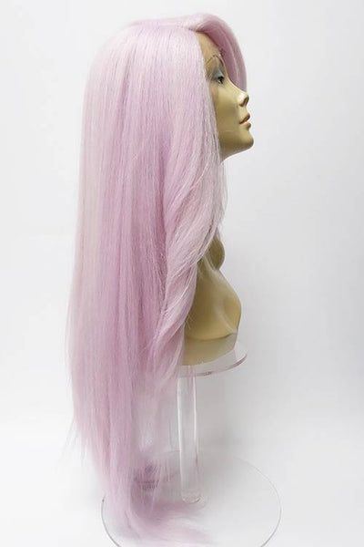 Heat friendly synthetic long lace front wig color lilac