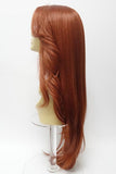 Heat friendly synthetic long lace front wig color bright auburn