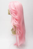 Heat friendly synthetic long lace front wig color cherry blossom pink