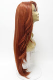 Heat friendly synthetic long lace front wig color bright auburn